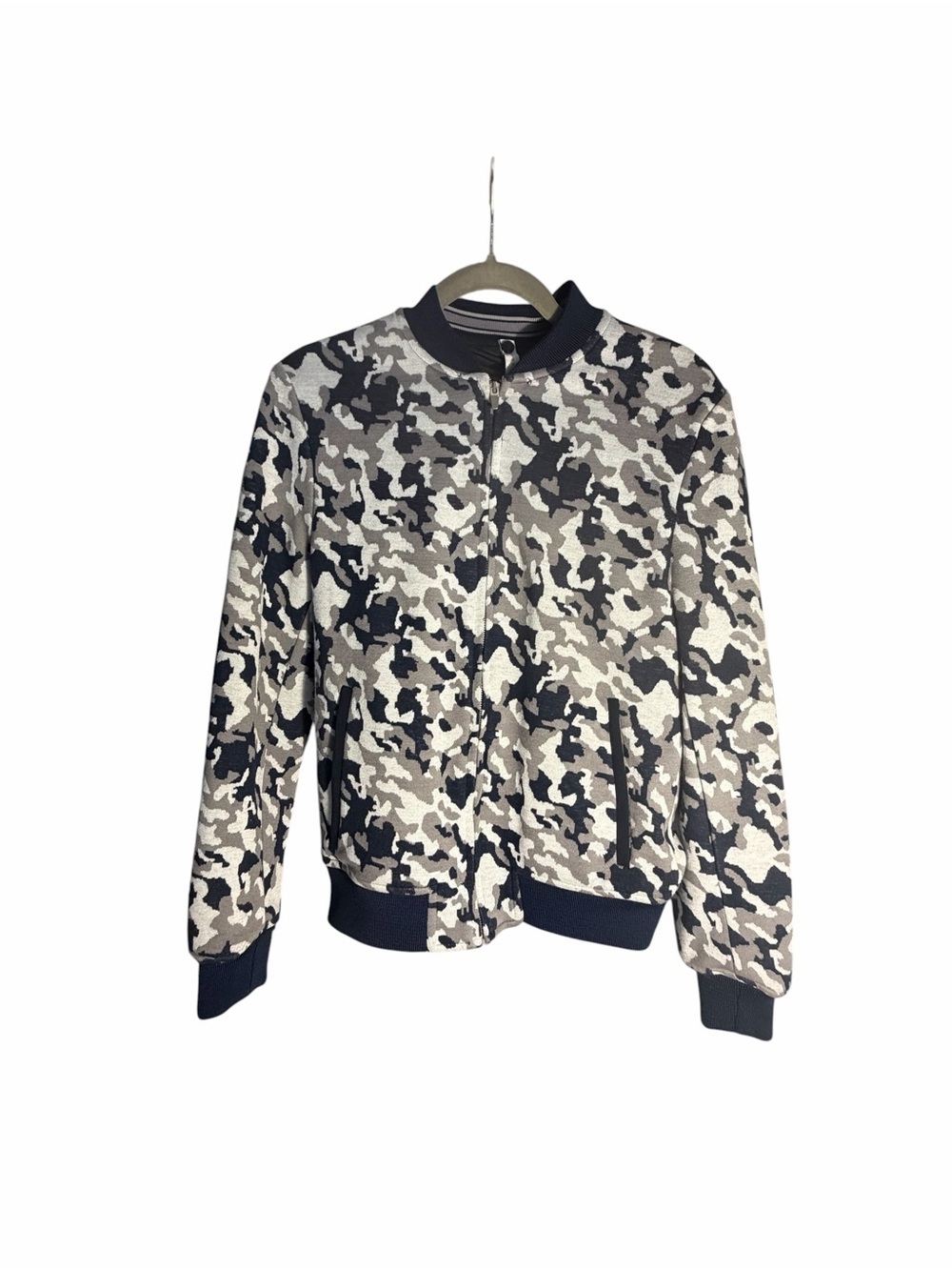 ZARA Man Camo Bomber Jacket in Black, Gray & White Sz Small